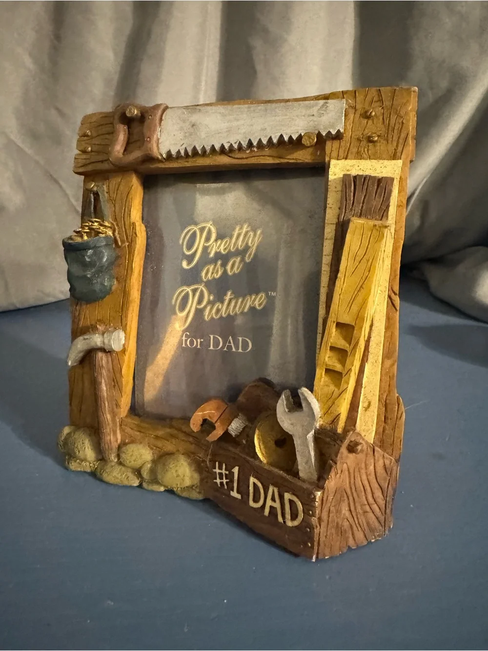 #1 Dad Rustic Tool Theme Picture Frame - Brown